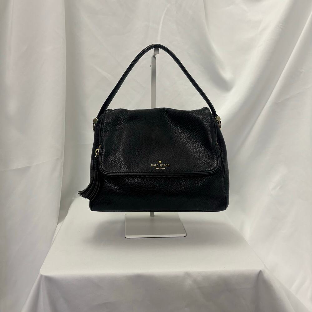 Kate Spade Chester Street Miri Satchel Bag Black Pebbled Leather Shoulder Purse - Picture 7 of 14